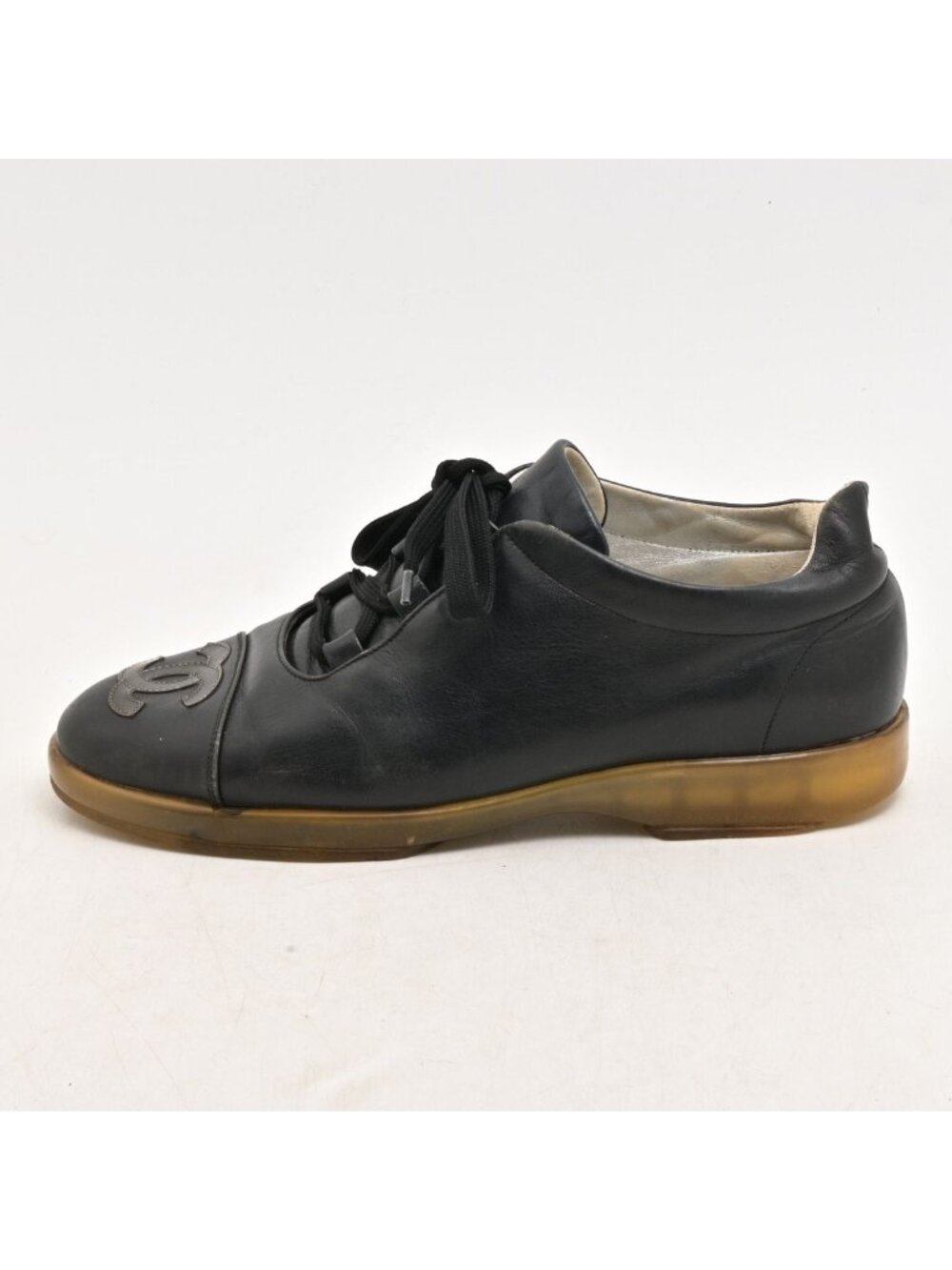 Chanel Sneakers Black CC Logo Leather